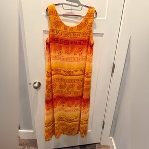 Borcellini Vintage Orange Paisley Sleeveless Dress 15/16 | Boho Midi